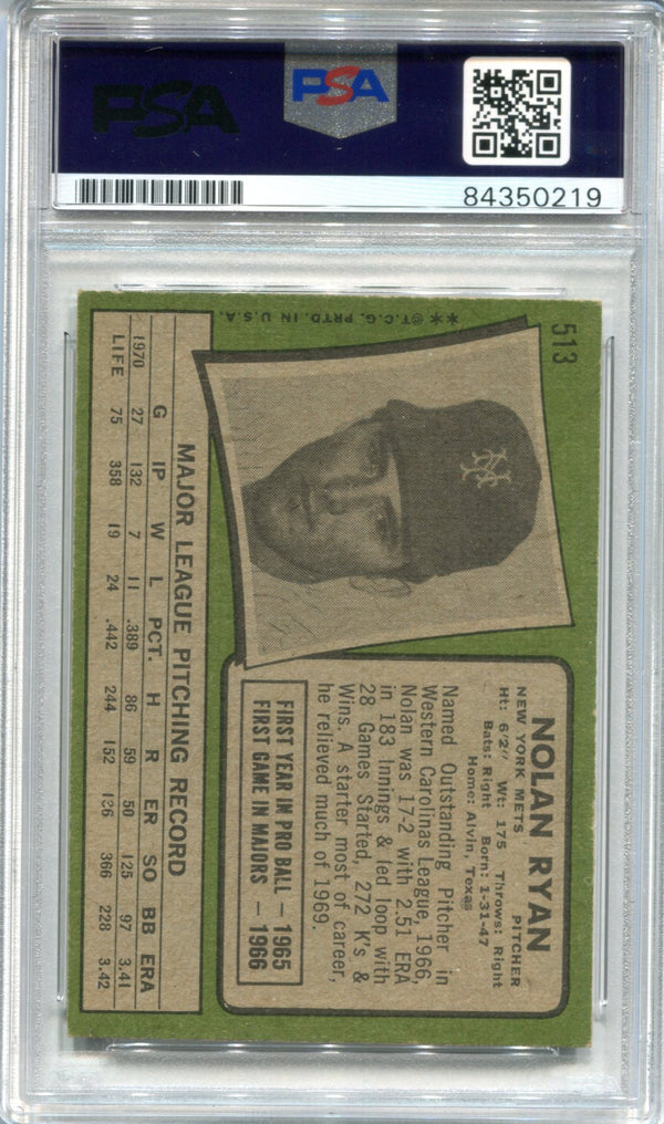 Nolan Ryan "HOF 99" Autographed 1971 Topps Card (PSA)