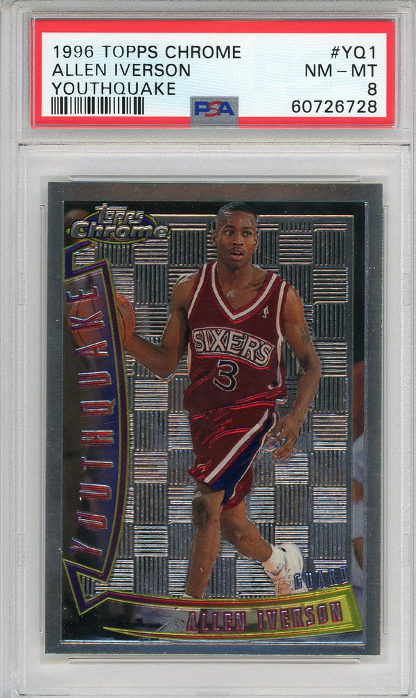 Allen Iverson 1996 Topps Chrome Youthquake Card #YQ1 (PSA NM-MT 8)