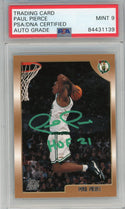 Paul Pierce "HOF 21" Autographed 1998-99 Topps Rookie Card #135 (PSA Mint 9)