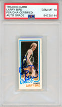 Larry Bird Autographed 1980 Topps Rookie Cut Card #34 (PSA Auto Gem Mint 10)