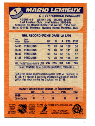 Mario Lemieux 1988 O-Pee-Chee #1 Card