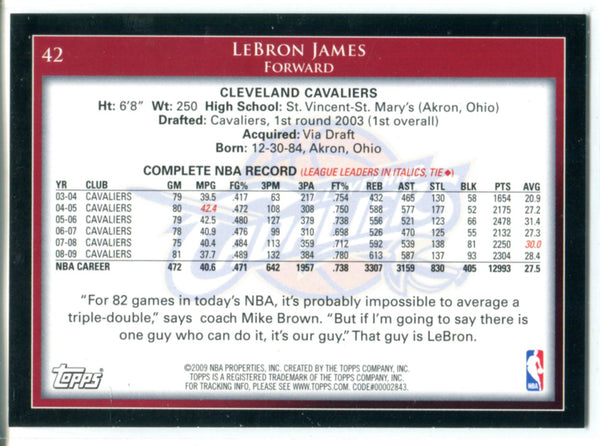 LeBron James 2009-10 Topps Card #42