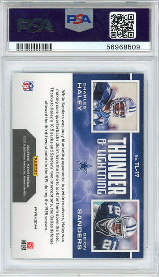 Deion Sanders & Charles Haley 2020 Panini Playoff Thunder & Lightning Silver Card #TL17 (PSA)