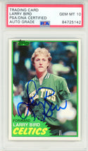 Larry Bird Autographed 1981 Topps Card #4 (PSA Auto Gem Mint 10)