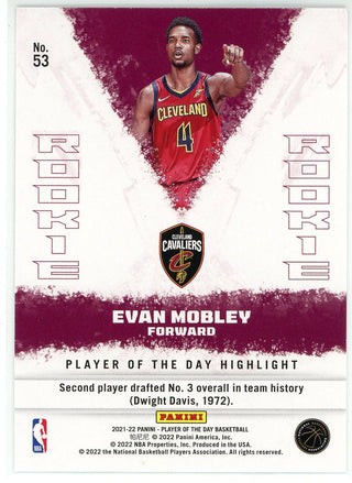 Evan Mobley 2021-22 Panini Player of the Day Rookie Card #53