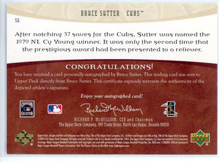 Bruce Sutter Autographed 2005 Upper Deck Auto Facts Card #SU