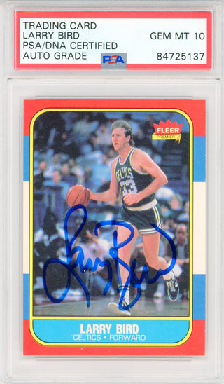 Larry Bird Autographed 1986 Fleer Card #9 (PSA Auto Gem Mint 10)