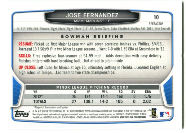 Jose Fernandez Bowman Chrome Rookie 2013