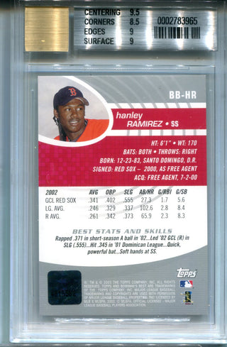 Hanley Ramirez 2003 Bowman`s Best #HR BGS 9 Auto Card