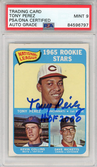 Tony Perez "HOF 2000" Autographed 1965 Topps Rookie Card (PSA Auto GM 10)