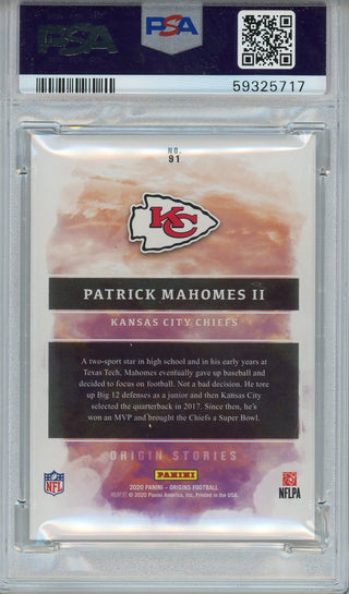 Patrick Mahomes 2020 Panini Origins Stories Card #91 (PSA Gem MT 10)