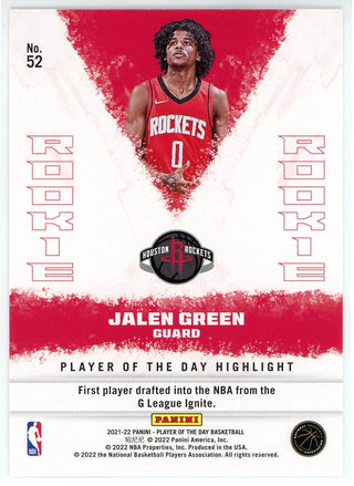 Jalen Green 2021-22 Panini Player of the Day Rookie Card #52