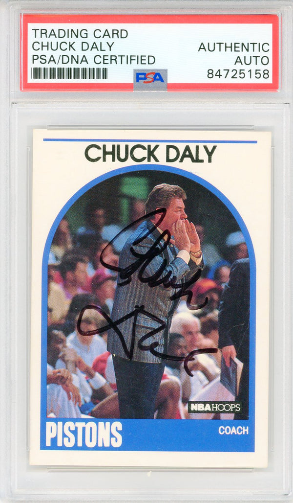 Chuck Daly Autographed 1989 NBA Hoops Card #11 (PSA Auto)