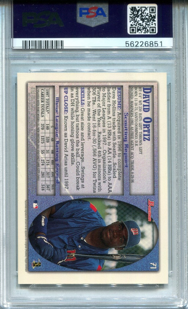 David Ortiz 1998 Bowman #71 PSA Mint 9 RC