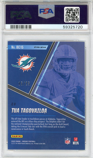 Tua Tagovailoa 2020 Panini Mosaic Blue Chips White Mosaic Rookie Card #BC15 (PSA Mint 9)