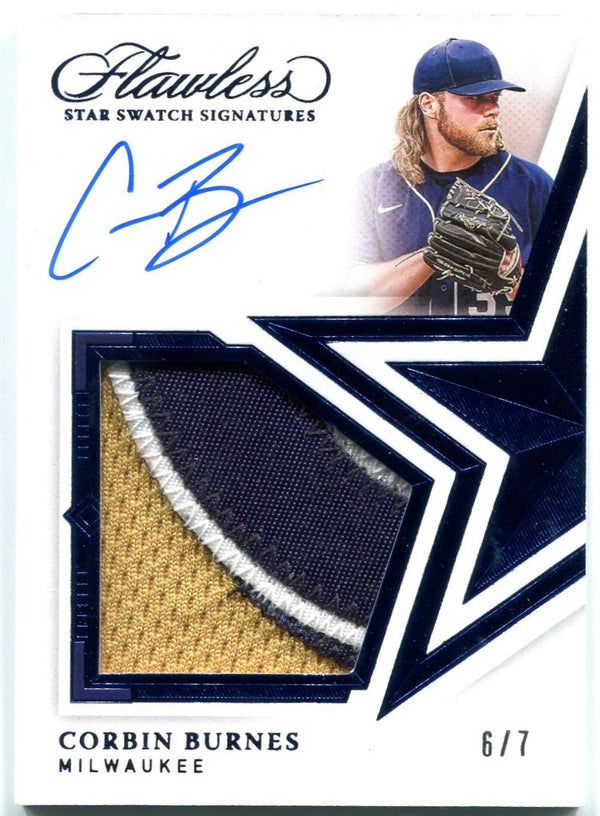 Corbin Burnes Panini Flawless 2022 Star Swatch Signatures Patch Auto 6/7 #SSS-CB