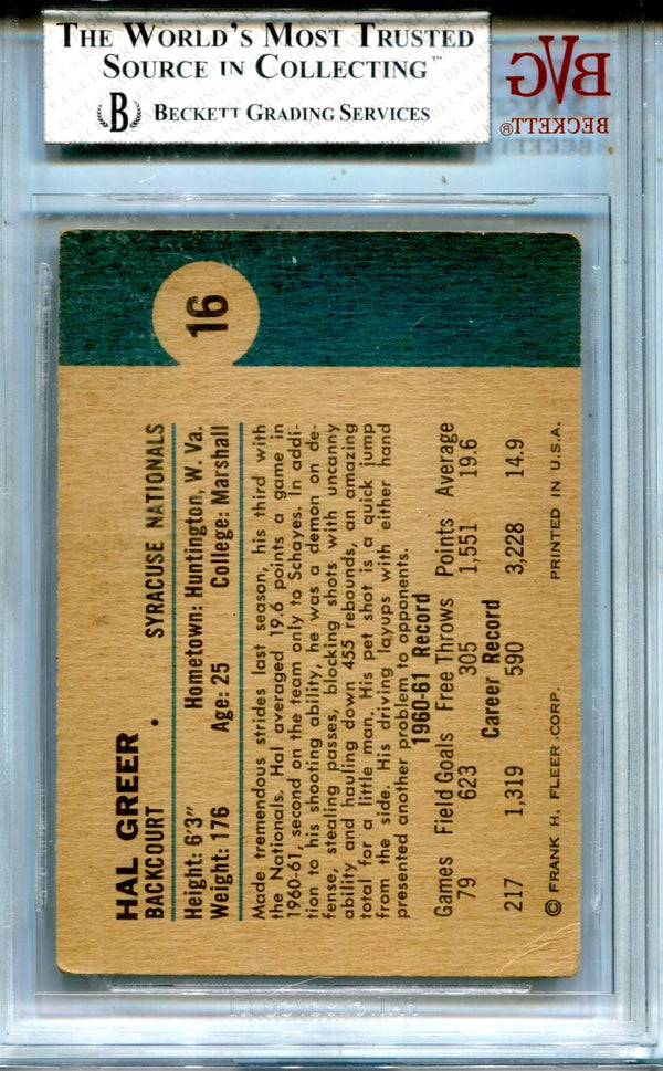 Hal Greer 1961-62 Fleer #16 BGS 3.5 Very Good Card