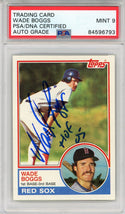 Wade Boggs "HOF 05" Autographed 1983 Topps Rookie Card (PSA Auto Mint 9)