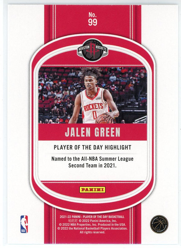 Jalen Green 2021-22 Panini Player of the Day Rookie Card #99