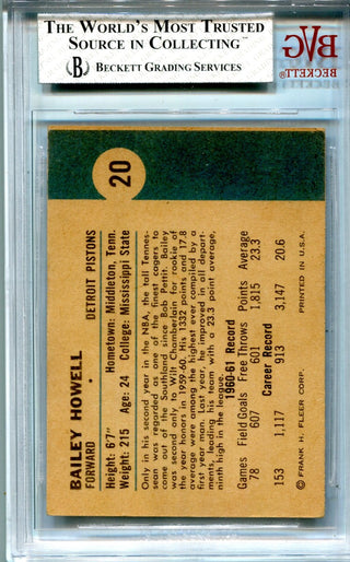 Bailey Howell 1961-62 Fleer #20 BGS EXCELLENT 5 Card