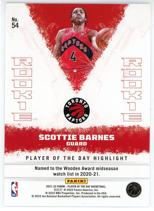 Scottie Barnes 2021-22 Panini Player of the Day Foil Rookie Card #54