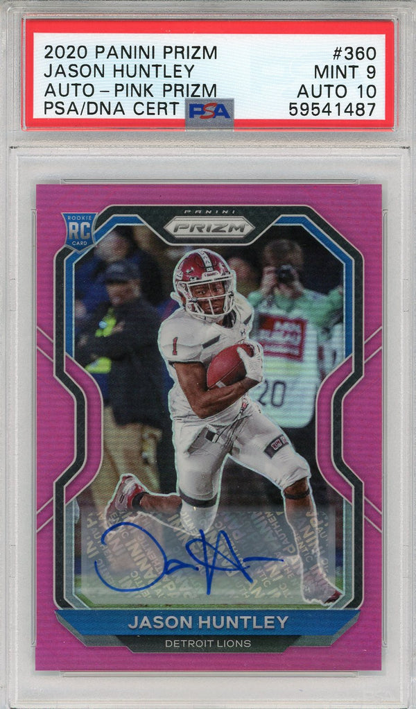 Jason Huntley Autographed 2020 Panini Prizm Pink Prizm Rookie Card #360 (PSA Mint 9/10)