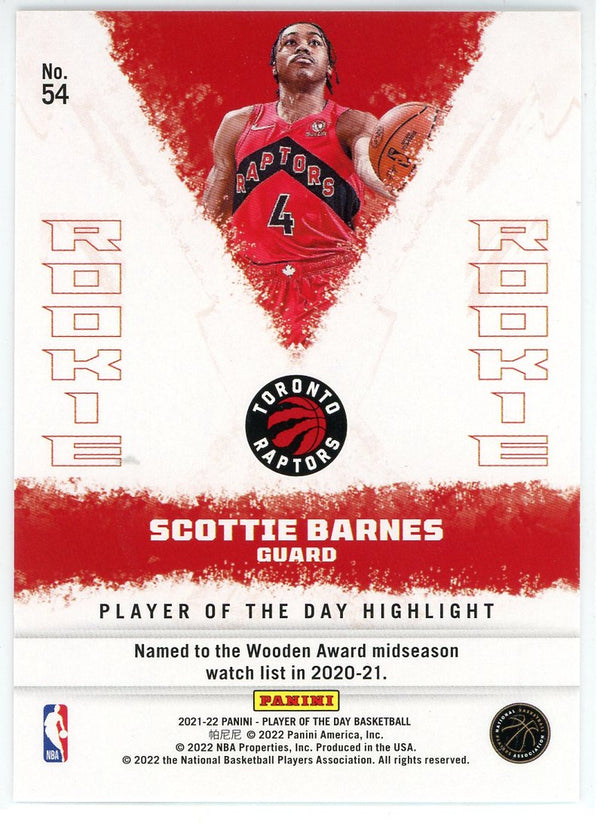 Scottie Barnes 2021-22 Panini Player of the Day Rookie Card #54