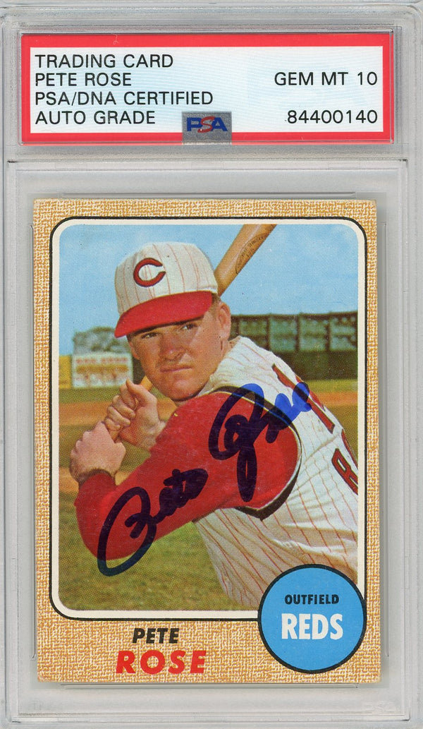 Pete Rose Autographed 1968 Topps Card #230 (PSA Auto Grade 10)