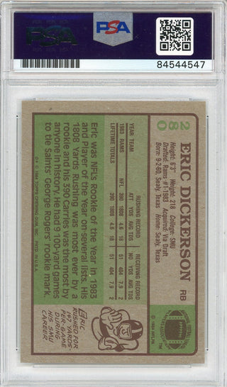 Eric Dickerson Autographed 1984 Topps Card #280 (PSA Auto 9)