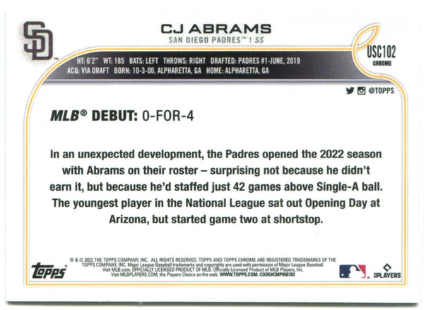 Cj Abrams Topps Chrome Rookie Debut 2022