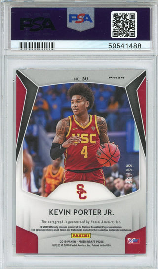 Kevin Porter Jr. Autographed 2019 Panini Prizm Draft Picks Red/White/Blue Prizm Rookie Card #30 (PSA Mint 9/10)