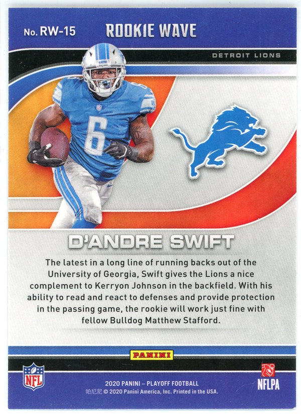 D'Andre Swift 2020 Panini Playoff Rookie Wave Card #RW-15