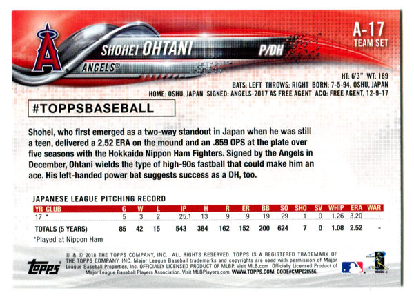 Shohei Ohtani 2018 Topps Rookie Card