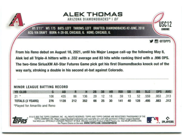 Alek Thomas Topps Chrome Rookie