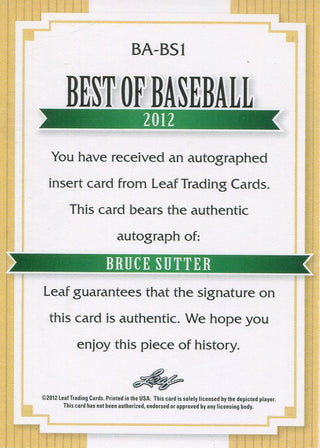 Bruce Sutter 2012 Leaf Autographed Card