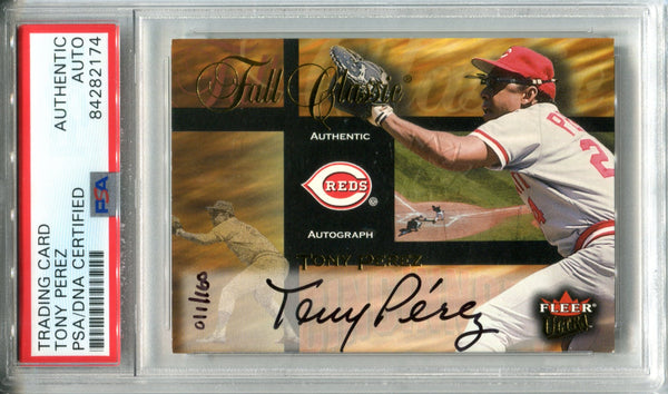 Tony Perez Autographed 2002 Fleer Ultra Card (PSA)