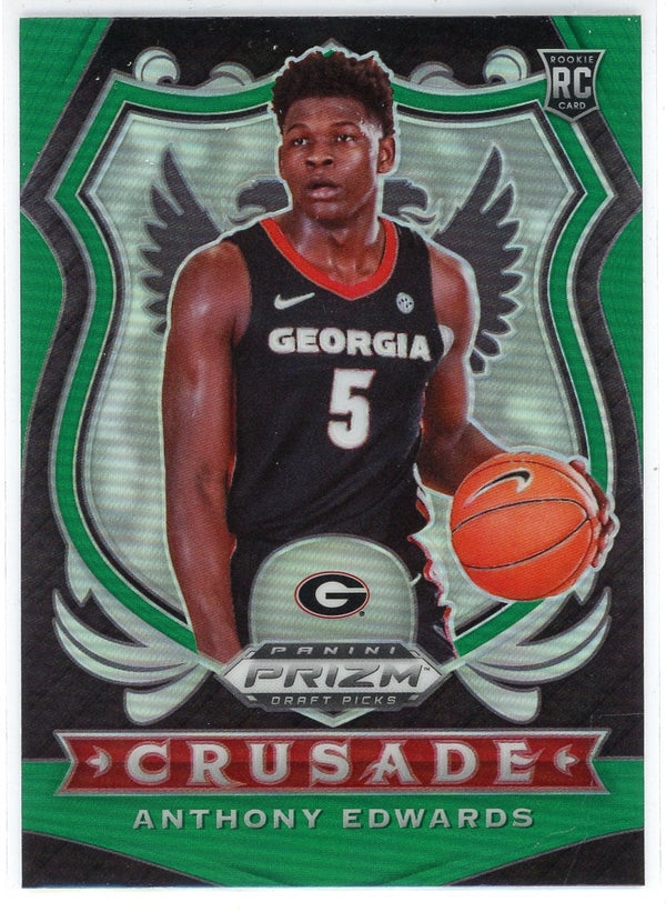 Anthony Edwards 2020-21 Panini Prizm Draft Picks Green Prizm Crusade Rookie Card #81