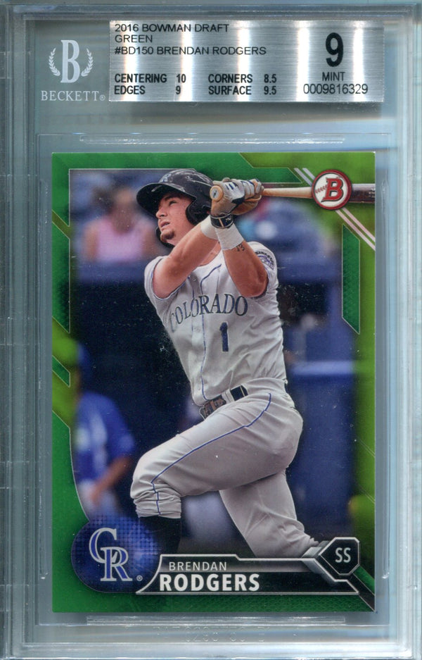 Brendan Rodgers 2016 Bowman Draft Green Rookie Card (BVG)