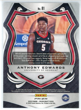 Anthony Edwards 2020-21 Panini Prizm Draft Picks Green Prizm Crusade Rookie Card #81