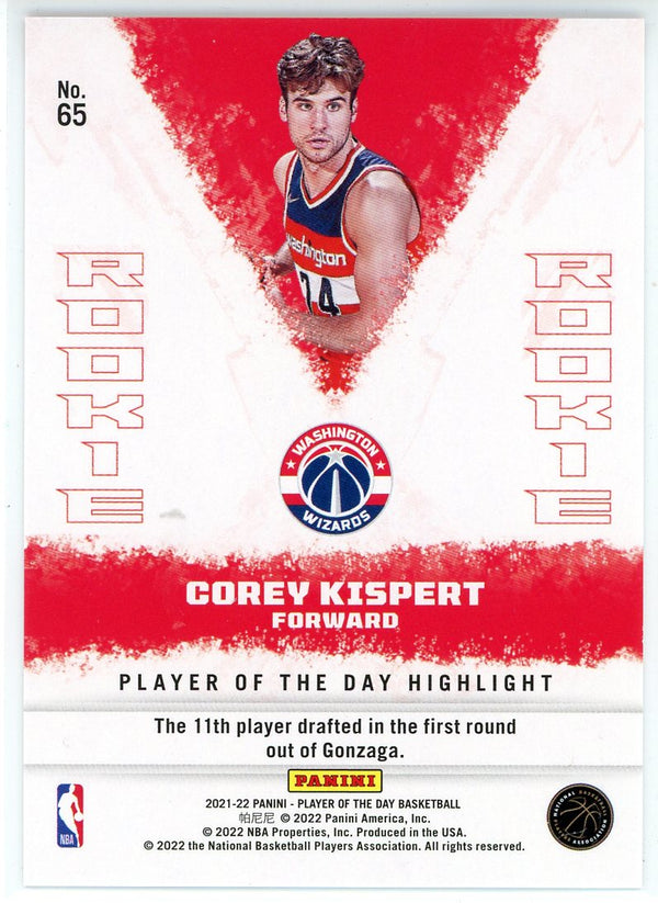 Corey Kispert 2021-22 Panini Player of the Day Foil Rookie Card #65