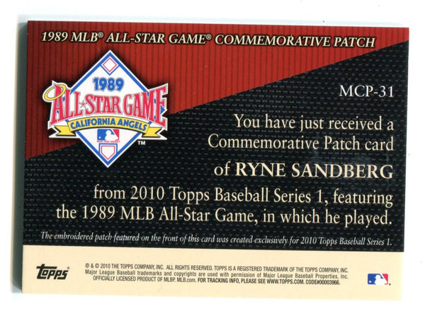 Ryne Sandberg 2010 Topps Commemorative All-Star Game Patch #MCP31 Card