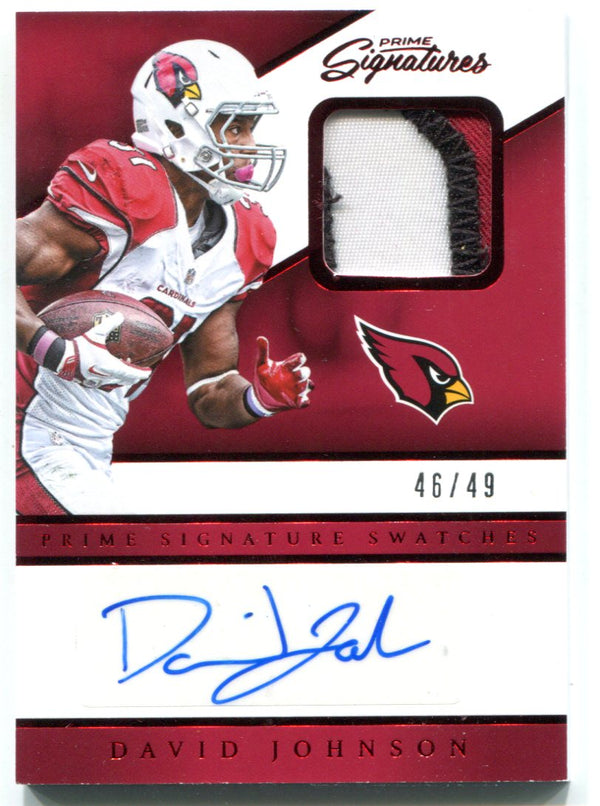 David Johnson Autographed 2016 Panini Prime Jersey Card