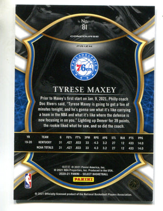 Tyrese Maxey 2020 Panini Select Silver #81 Concourse RC