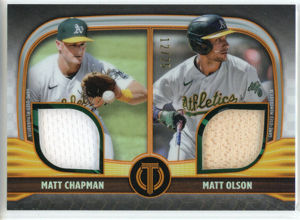 Matt Chapman & Matt Olson 2022 Topps Tribute Dual Relic Card #DR2-CO