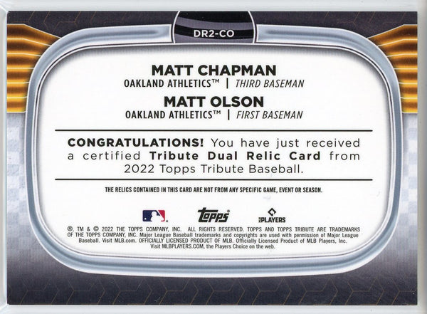 Matt Chapman & Matt Olson 2022 Topps Tribute Dual Relic Card #DR2-CO