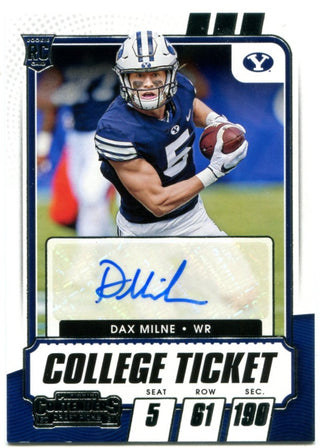 Dax Milne Panini Contenders College Ticket Rookie Auto