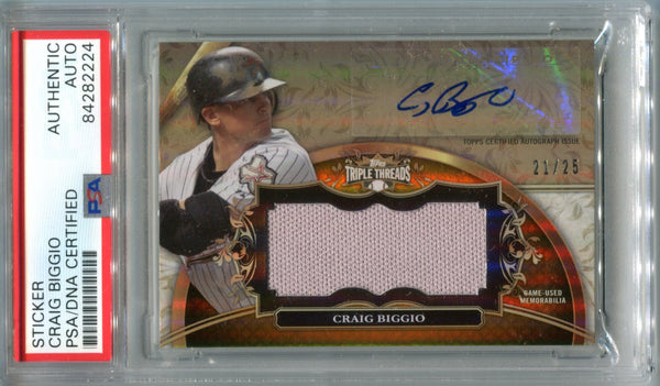 Craig Biggio Autographed 2013 Topps Triple Threads Jersey Card (PSA)