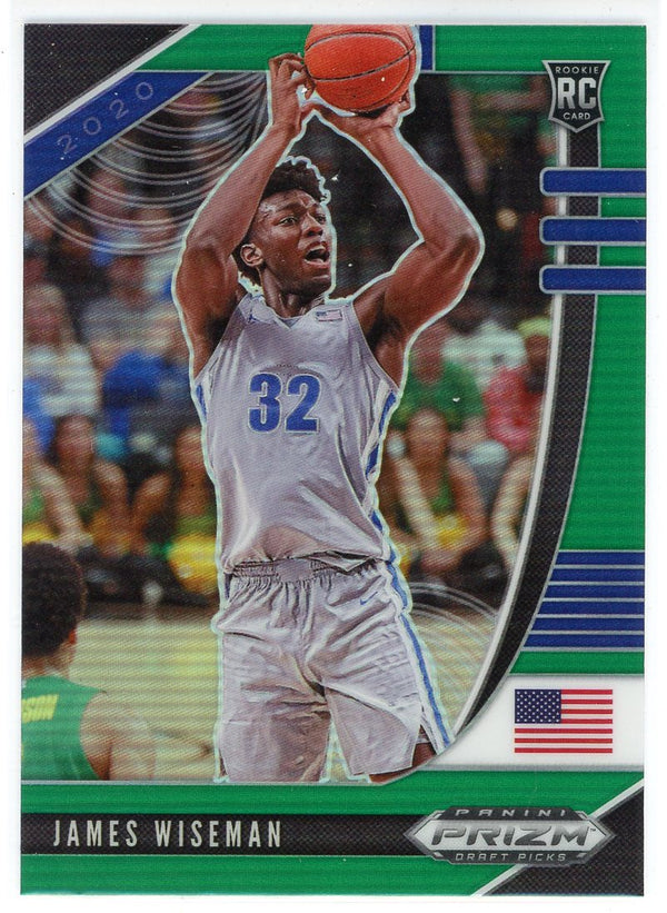 James Wiseman 2020-21 Panini Prizm Draft Picks Green Prizm Rookie Card #42