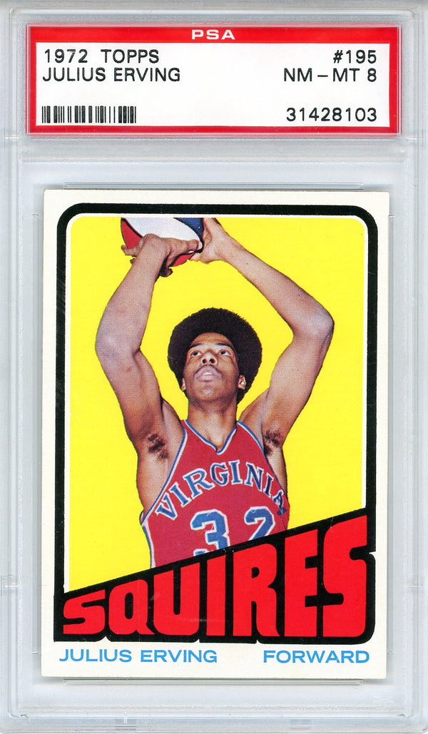 Julius Erving 1972 Topps Rookie Card #195 (PSA NM-MT 8)