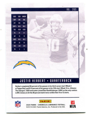 Justin Herbert 2020 Panini Luminance #203 RC